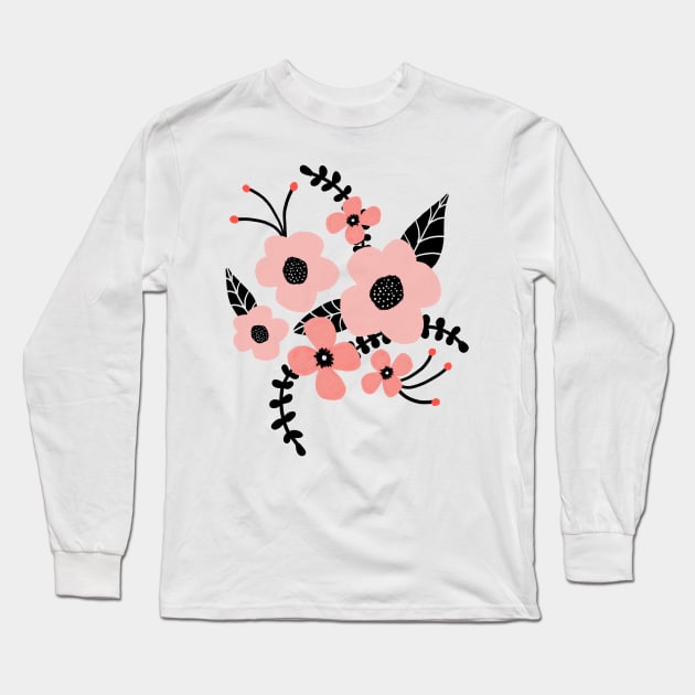 Pretty trendy coral flowers Long Sleeve T-Shirt by Lavenderbuttons